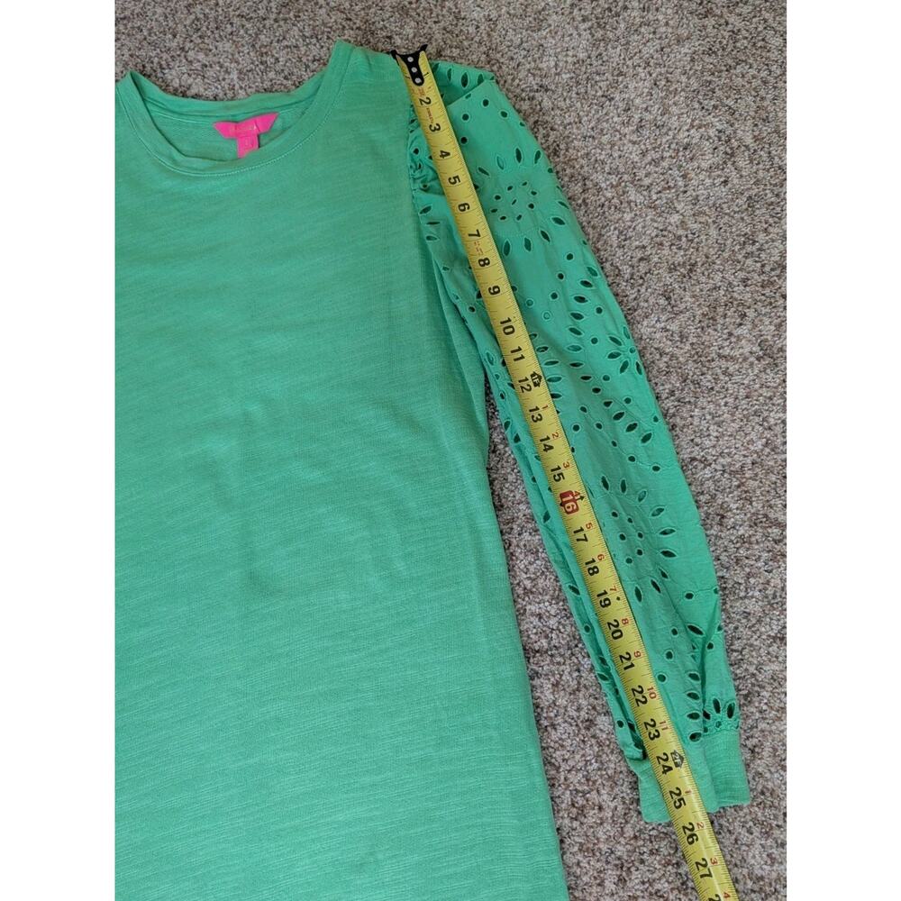 Lilly Pulitzer Jasona Eyelet Dress Lace Long Sleeve Kelly Green Size Small - Picture 10 of 12